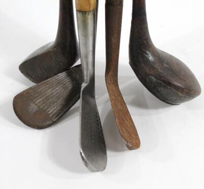 Five various early to mid 20thC hickory shafted golf clubs - 3