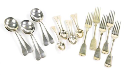 A Harlequin set of seven silver teaspoons