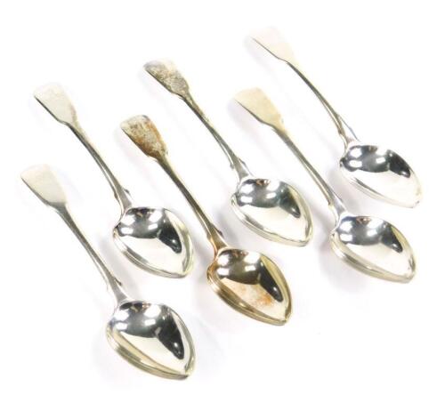 A set of six George III silver dessert spoons