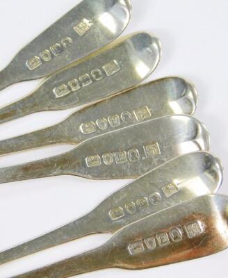 A set of six George III silver dessert spoons - 3