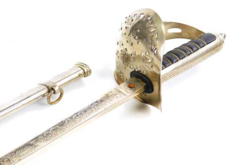 An infantry field officers sword and metal scabbard