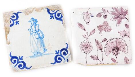 An 18thC Delft pottery tile