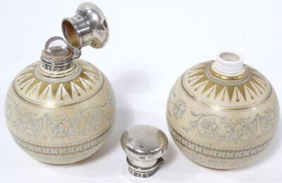 A pair of Victorian silver and pottery George Jones perfume bottles - 4