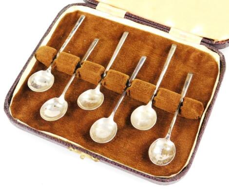 A set of six George VI silver bean spoons