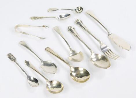 A George V silver christening fork and spoon