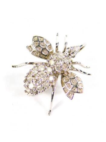 A diamond set bee brooch