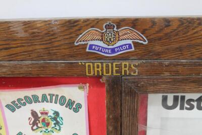 An early to mid 20thC oak RAF hanging display notice board cabinet - 4