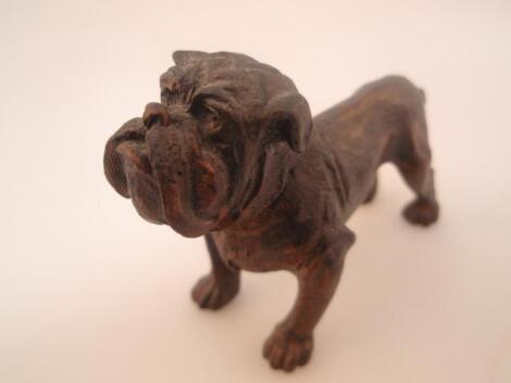 A small bronze figure of a bulldog