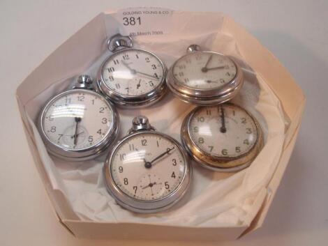 Five base metal pocket watches