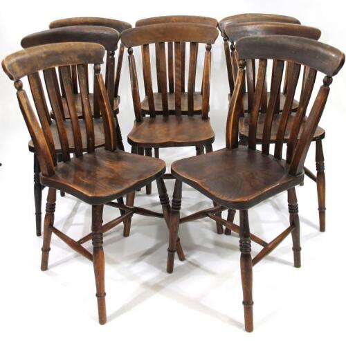 A set of eight ash and elm dining chairs