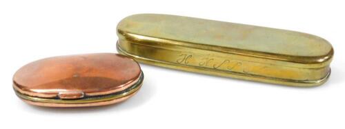 A late 19thC brass tobacco box