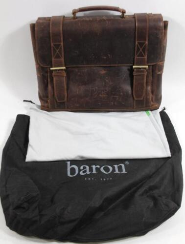A Baron leather twin strap briefcase