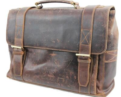 A Baron leather twin strap briefcase - 2