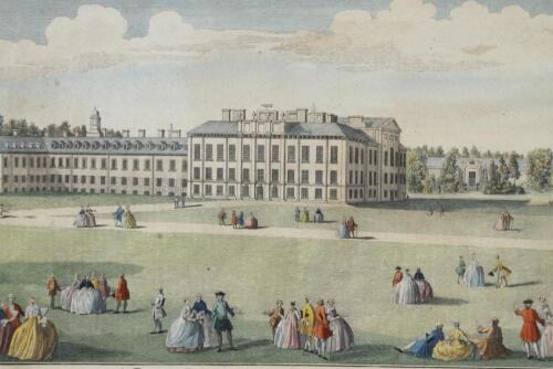 An 18thC framed coloured engraving