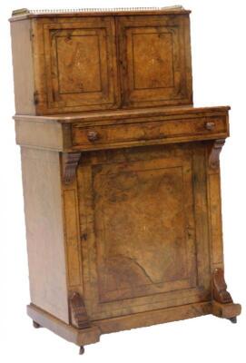 A Victorian figured walnut bonheur du jour