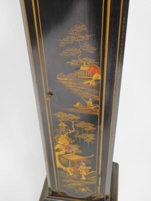 An Asprey of London black japanned lacquer grandmother clock - 5