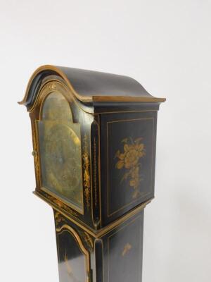 An Asprey of London black japanned lacquer grandmother clock - 6