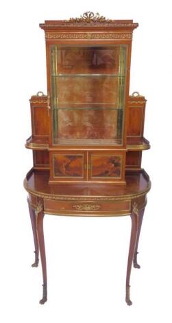 A Louis XVI style mahogany and Vernis Martin vitrine