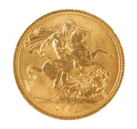 An Elizabeth II gold sovereign 1965