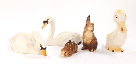 Two Beswick pottery figures of swans