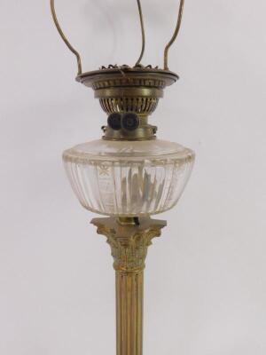 A brass Corinthian column oil lamp - 2