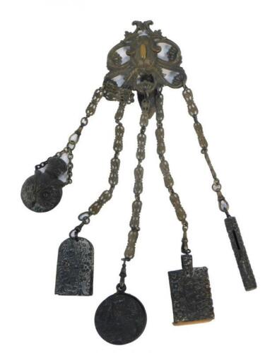 A late 19thC brass chatelaine