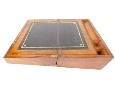 A Victorian walnut and brass bound writing slope - 2