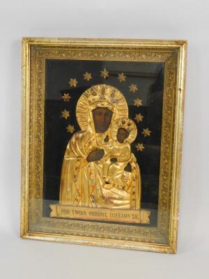 A Polish late 19thC icon of The Holy Mother and Child