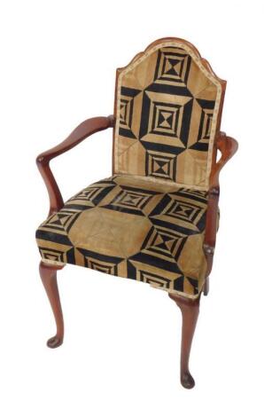 A Queen Anne style mahogany carver chair