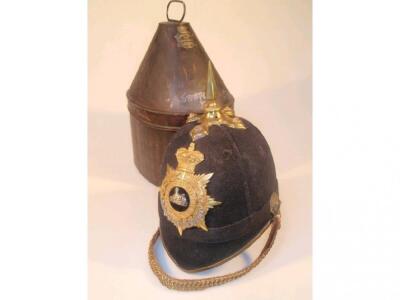 A Victorian Black Officers spiked helmet