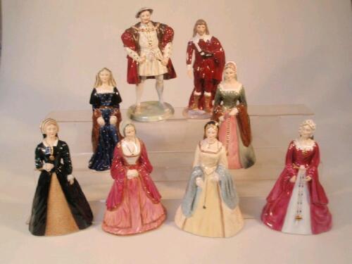 A set of Coalport bone china figures of Henry VIII and his six wives