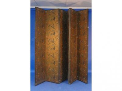 A Victorian painted and embossed six-fold screen - 2