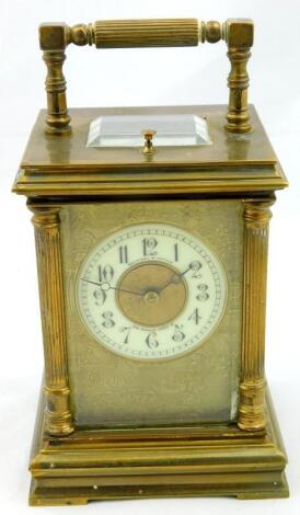 A 19thC gilt brass cased carriage clock