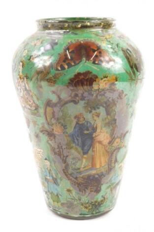 A Victorian decalcomania vase