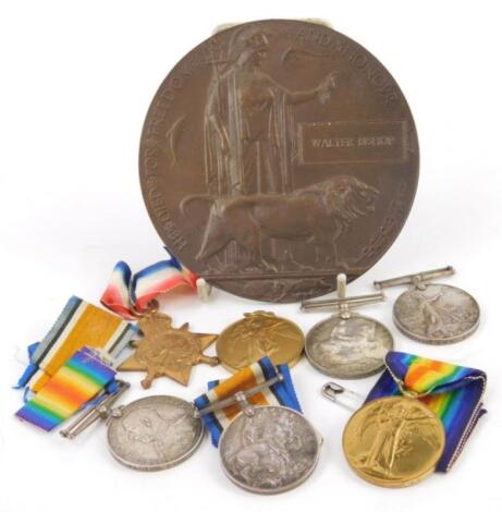 An interesting collection of First World War medals etc.