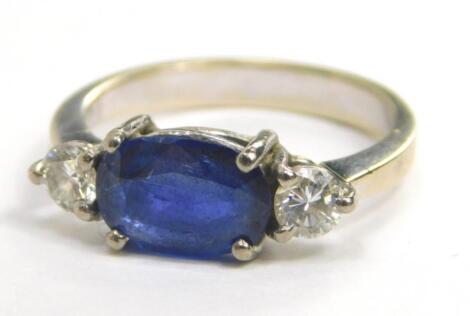 A sapphire and diamond dress ring