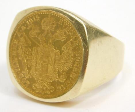 A Hungarian coin set dress ring