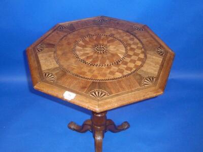 A Victorian parquetry pedestal table inlaid with a variety of woods including mahogany - 2