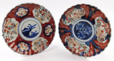 A pair of early 20thC Japanese Imari plates