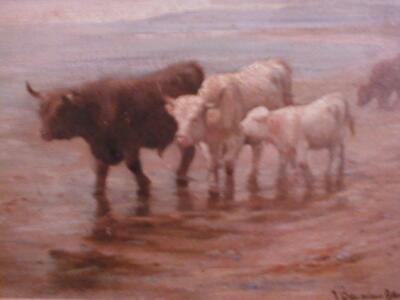 Joseph Denovan Adam (1842-1896). Cattle on the shore