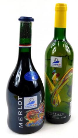 Two bottles of commemorative wine