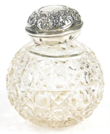 A cut glass scent bottle