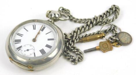 A heavy gauge silver plated pocket watch