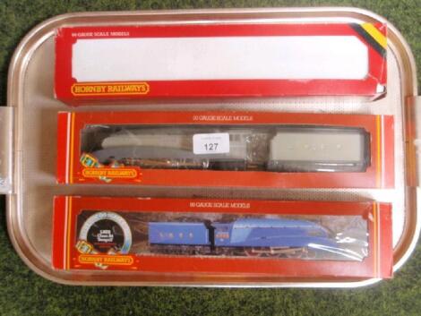 Three Hornby 00 gauge A4 class locomotives