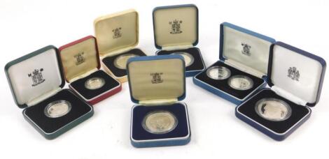 Seven Commemorative silver coins or medallions