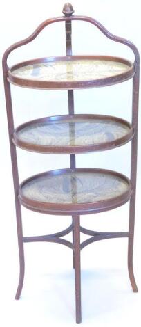 A Continental mahogany cake stand