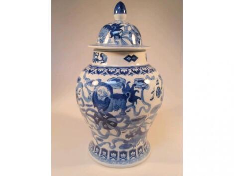 A Chinese blue and white baluster jar and cover