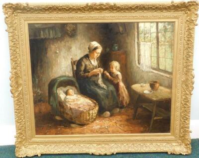 Andries van den Berg (1852-1944). Mother and children - interior scene - 2