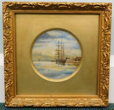 19thC British School. Masted ship in coastal scene - 2