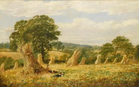 19thC British School. Figure with dog in cornfield